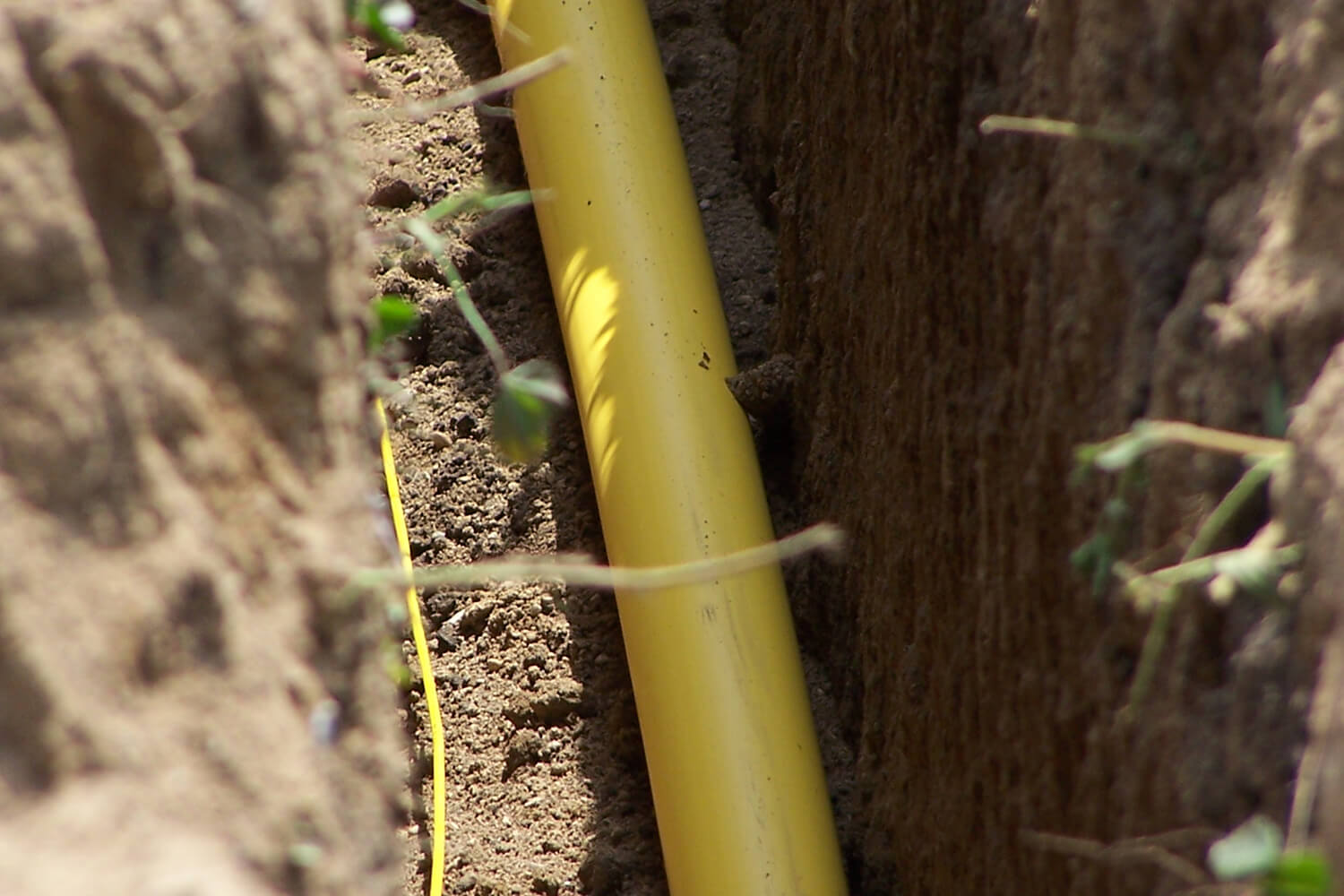 Yellow piping in the ground