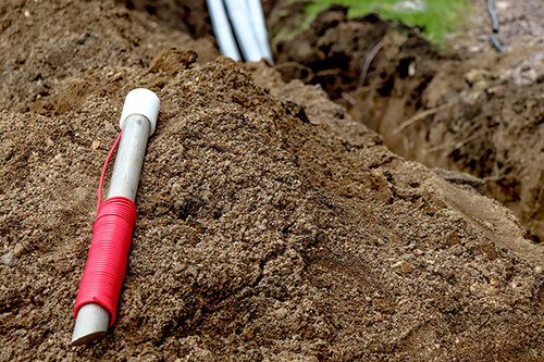 Ground rod in the dirt