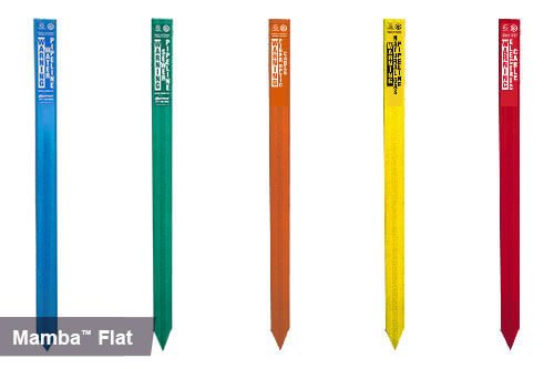 Mamba flat marker post in blue, green, orange, yellow, and red