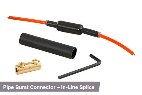 Pipe burst connector in line splice in orange