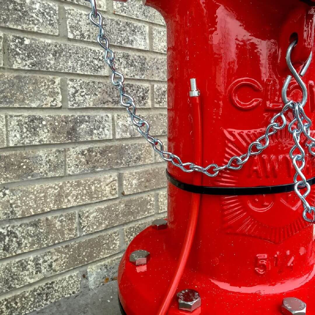 Red SnakeSkin access point on side of red fire hydrant