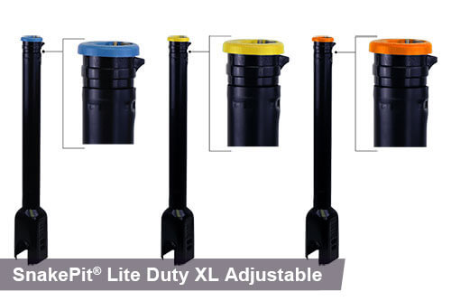 SnakePit Lite Duty XL Adjustable Access Points in blue, yellow, and orange