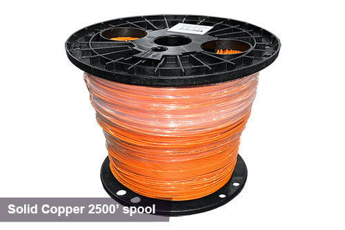 2500ft solid copper tracer wire in orange