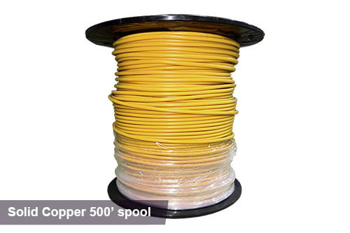 500ft solid copper tracer wire in yellow