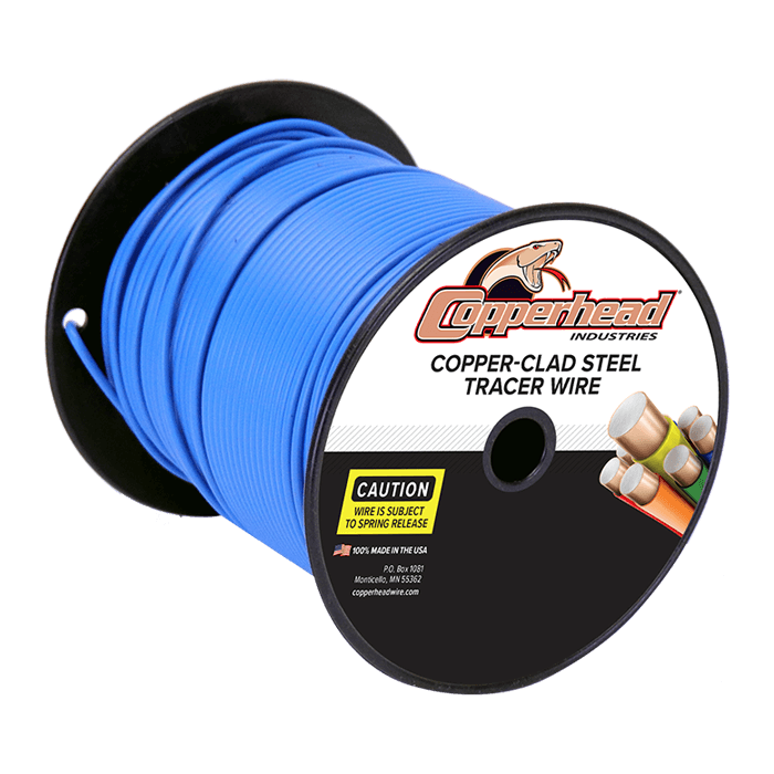 Blue spool of Copper-clad steel tracer wire