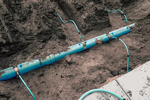 High strength tracer wire connected to a water pipe in the ground